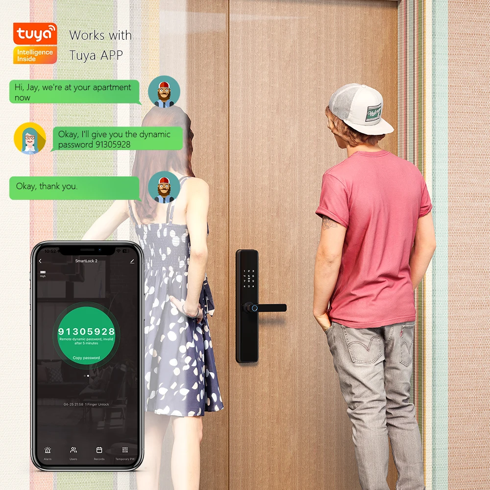 For Eseye Smart Electric Gate Lock Keyless Aluminum Door Entry with Alexa Fingerprint & WiFi Memory Card Data Storage Option