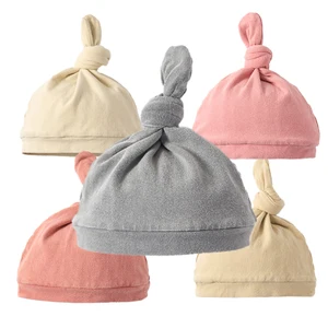 Baby Item Baby Clothes Wholesale Plant Dye Natural Dye Knot Beanie Caps Soft Infant Girls Boys Baby Cap for Winter