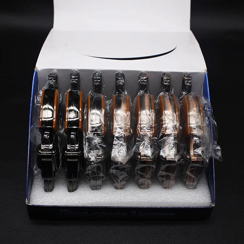 New Revolver Lighter 1 1 Metal Revolver +leather Type With Led Gas Gun