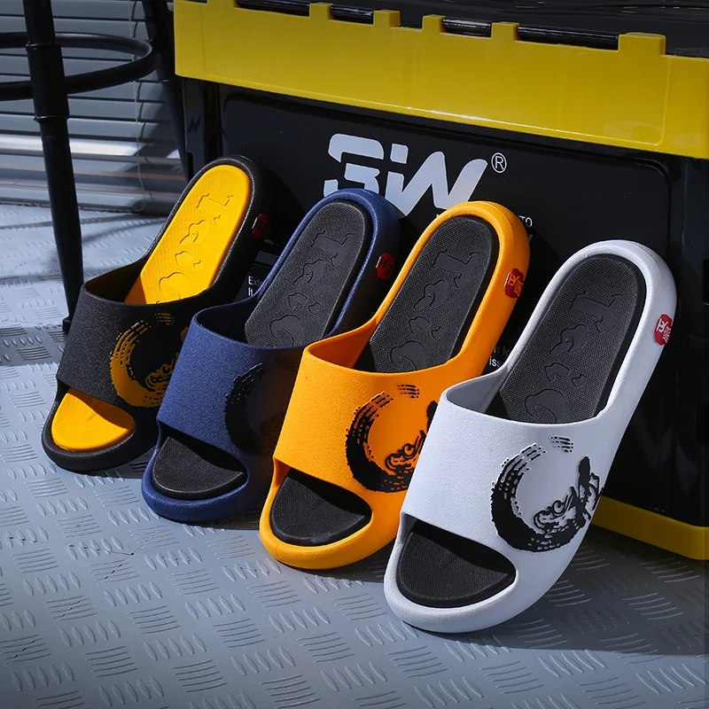 2024 Fashion Wholesale Custom Casual Flip Flop Rubber Flat Beach Home Indoor Unisex Pvc Print Slide Sandals Shoes Women Men