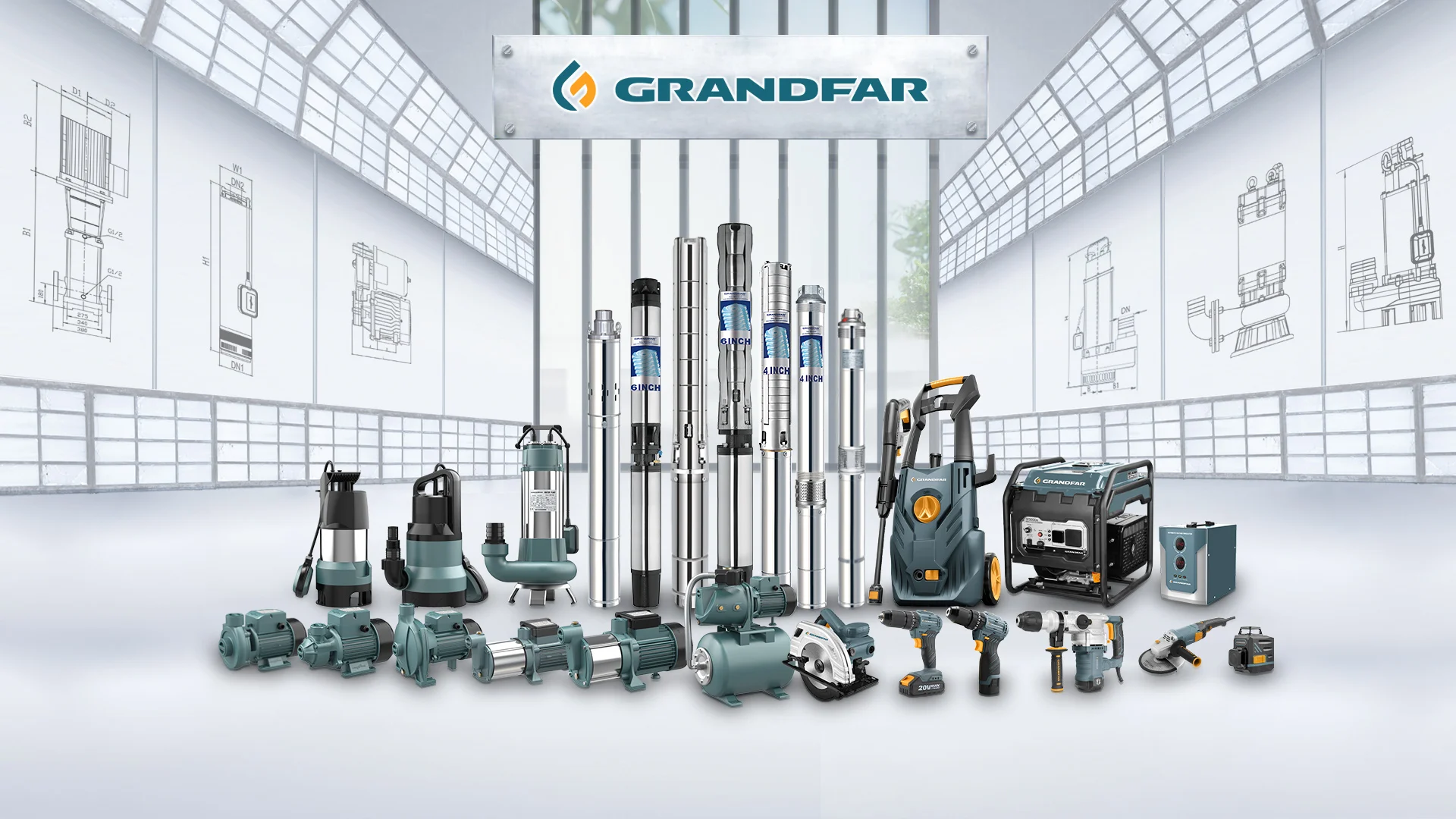 GRANDFAR 1.5 HP 1.1kW 16m Head 24m Flow High Pressure Large Volume Sewage Lifting Dirty Water Three-phase Pump manufacture