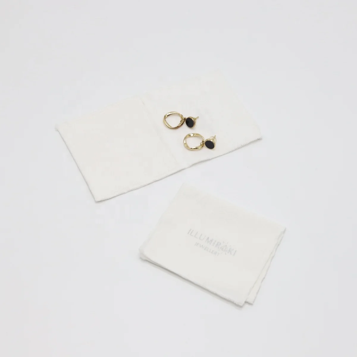High End Silver Logo Brush Flap Cotton Canvas Jewelry Pouch Envelope Mirror Gift Bracelet Jewelry Packaging Bag