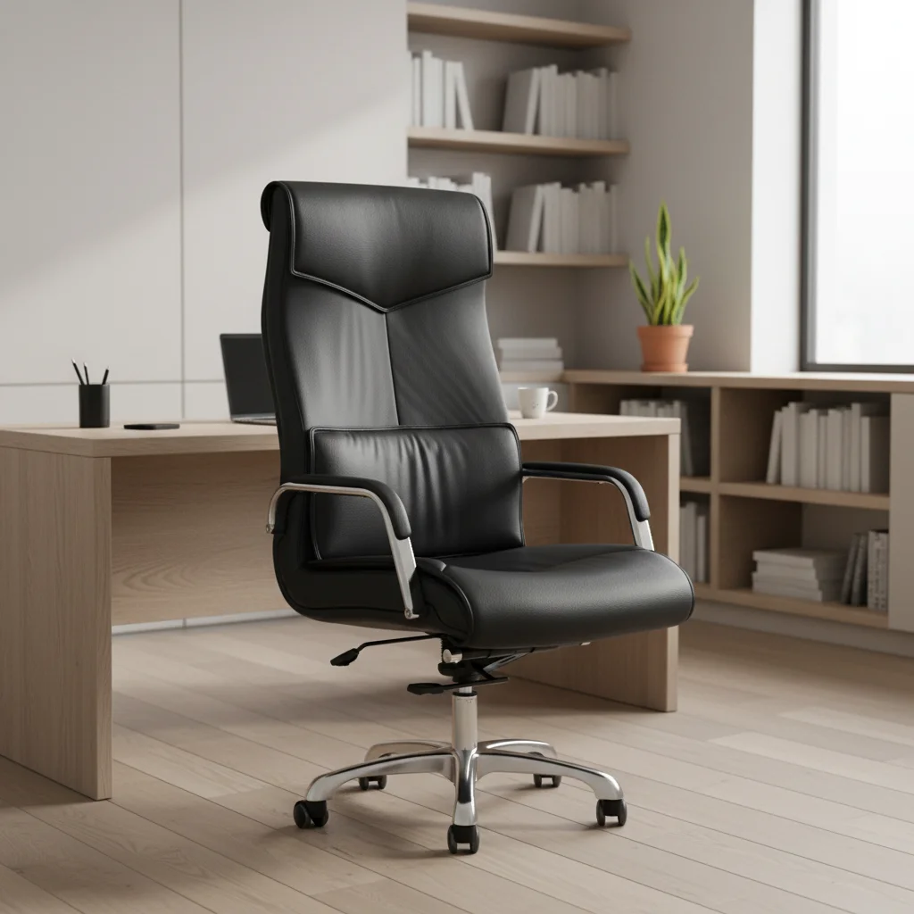 Modern Ergonomic Leather Executive Office Task Chair with Adjustable Height 4