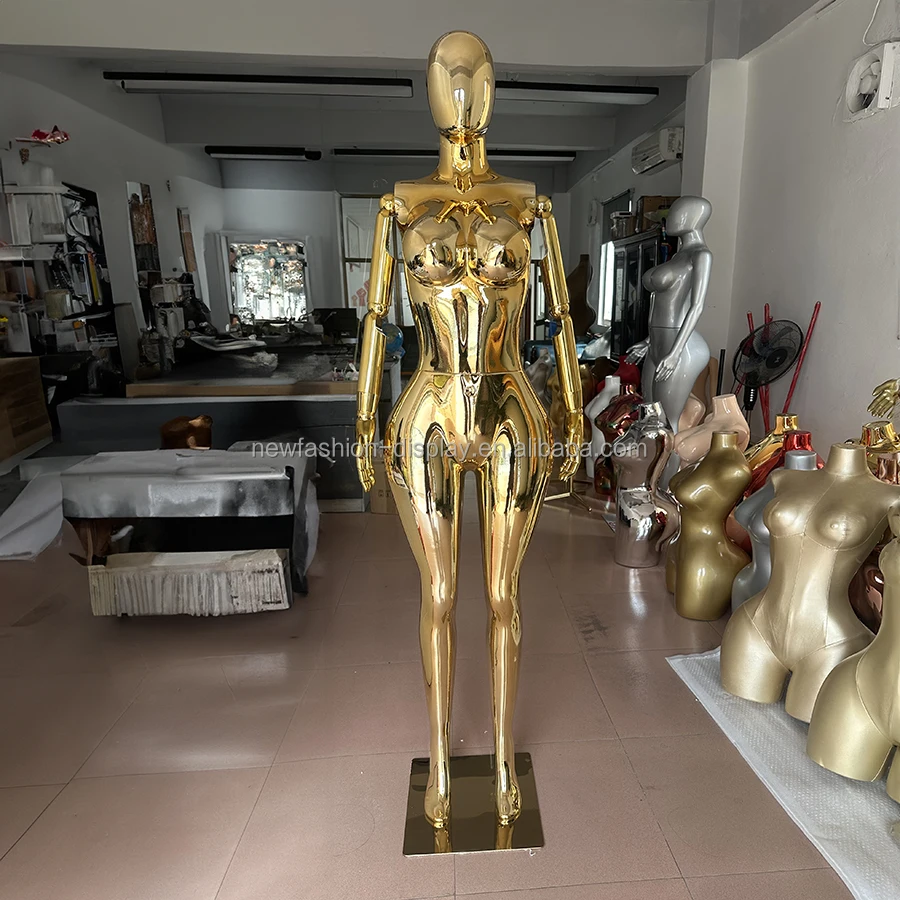 Wholesale Models Display Big Bra Clothing Women BBL Curvy Full Body Gold Plus Size Female Mannequins with Flexible Arm