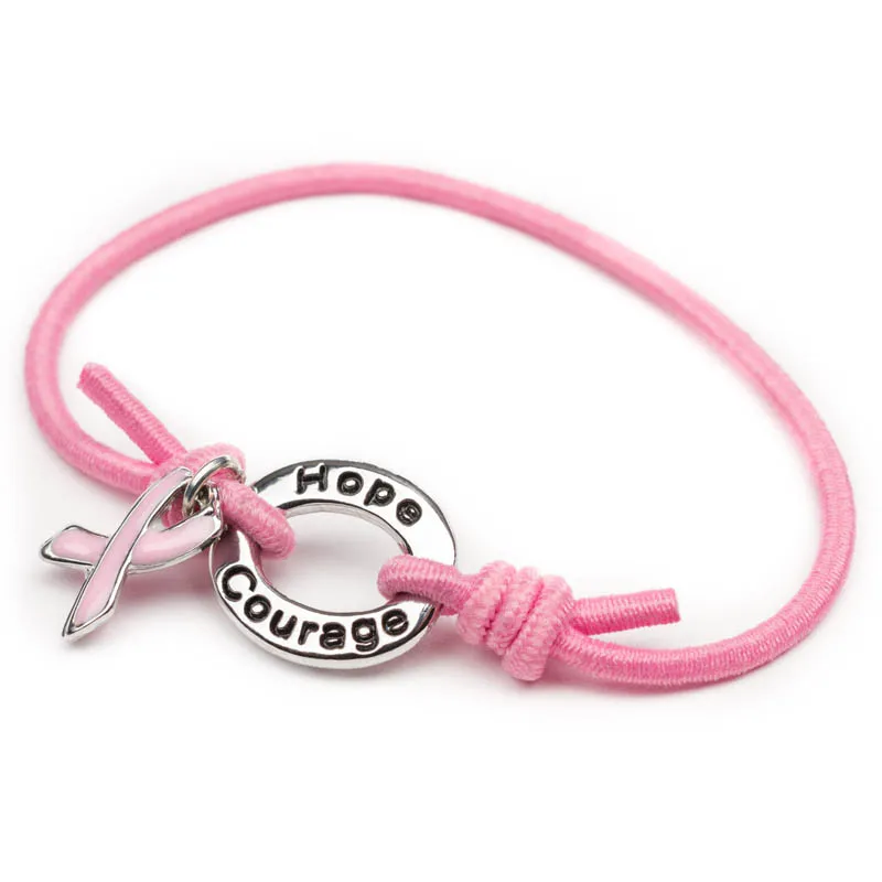 Coeur ruban rose cristal de sensibilisation au cancer du sein Bijoux Cadeau Femme Bracelet 