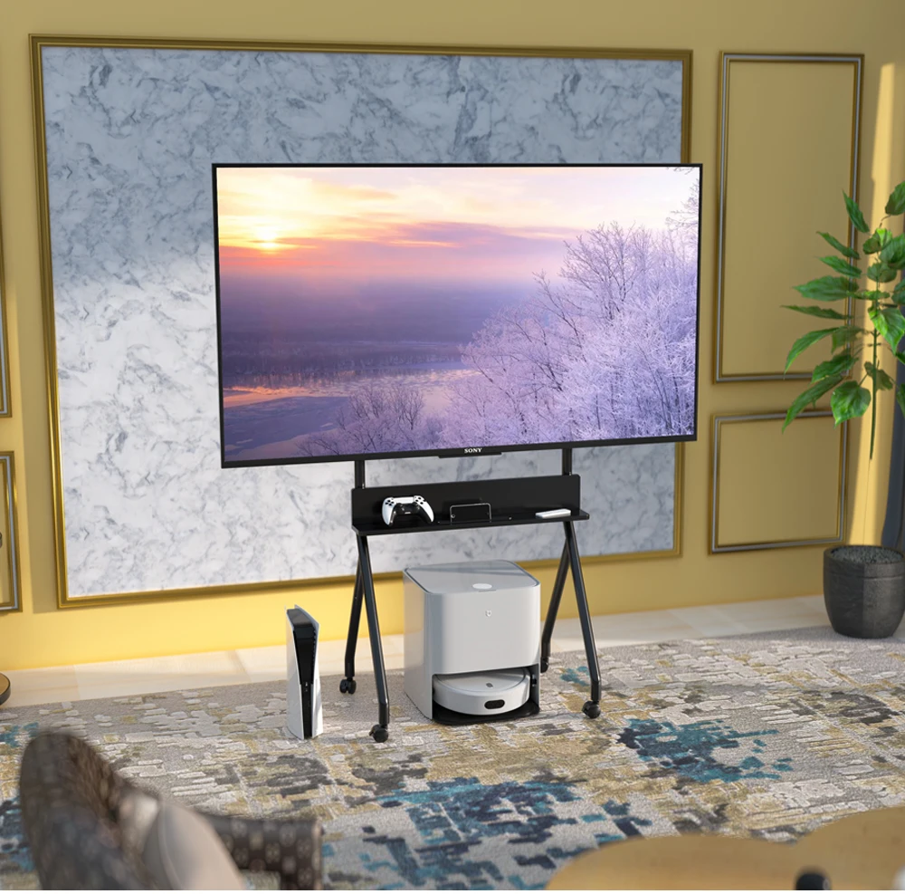 Universal Mobile Rolling Tv Cart Floor Stand For 55 86 Inch Lcd Led Flat Curved Screens Tv