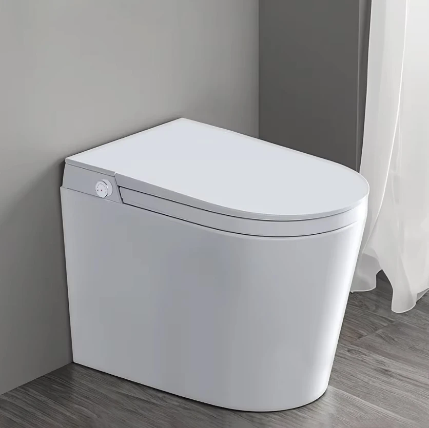 Vysokokvalitní sanitární keramika – jednodílná koupelnová toaleta (WC) s elektrickým inteligentním bidetem, podlahová montáž, chytrá toaletní mísa pro koupelnu