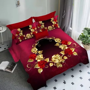 Duvet Covers Burgundy Gold King Size Comforter Sets Bed Sheets Luxury Bedding Quilt Cover Polyester Fabric