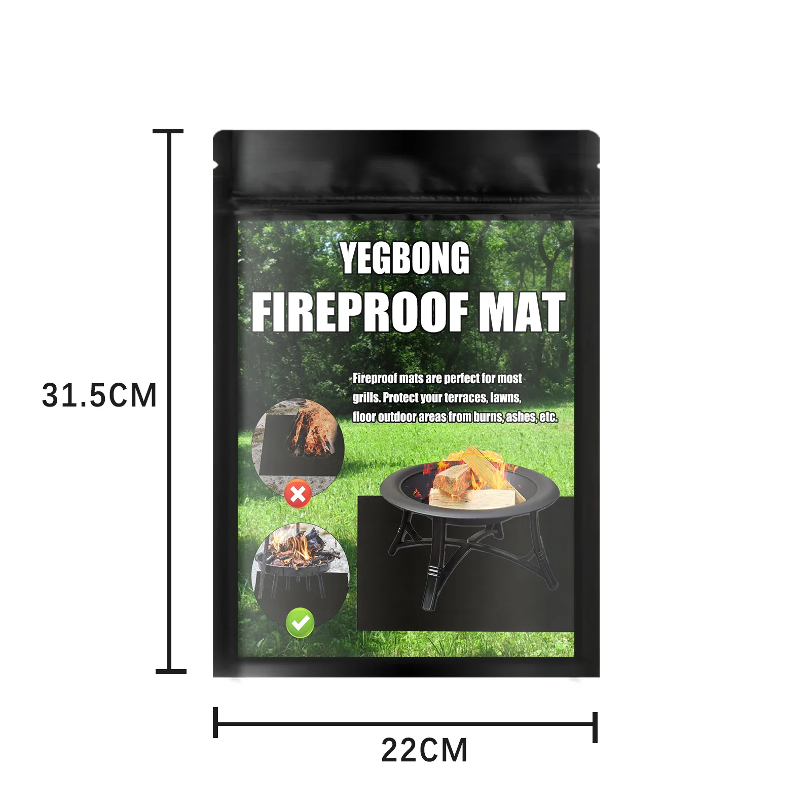 Yegbong Fireplace Brazier Fireproof Pad Outdoor Lawn Terrace Barbecue ...