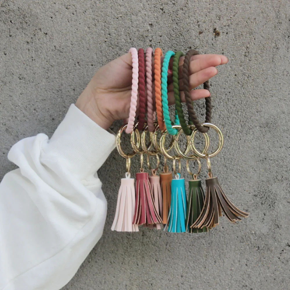 Bulk Boho Trendy Fashion Twisted Braided Rope Silicone Rubber Band