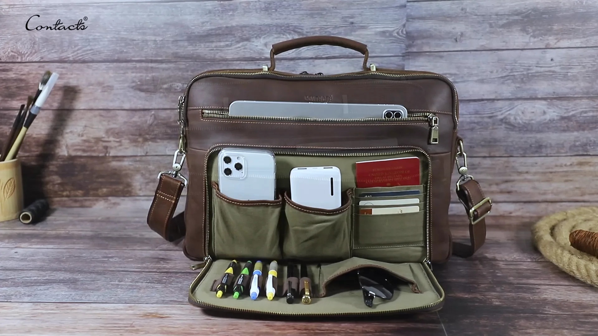 16 Inch Vintage School College Messenger Bag Men Office Briefcase