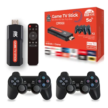 Q9MAX 64GB Android 14 Mini TV Box 8K Games Arcade Retro Wireless Controller HD Video Joysticks & Game Consoles