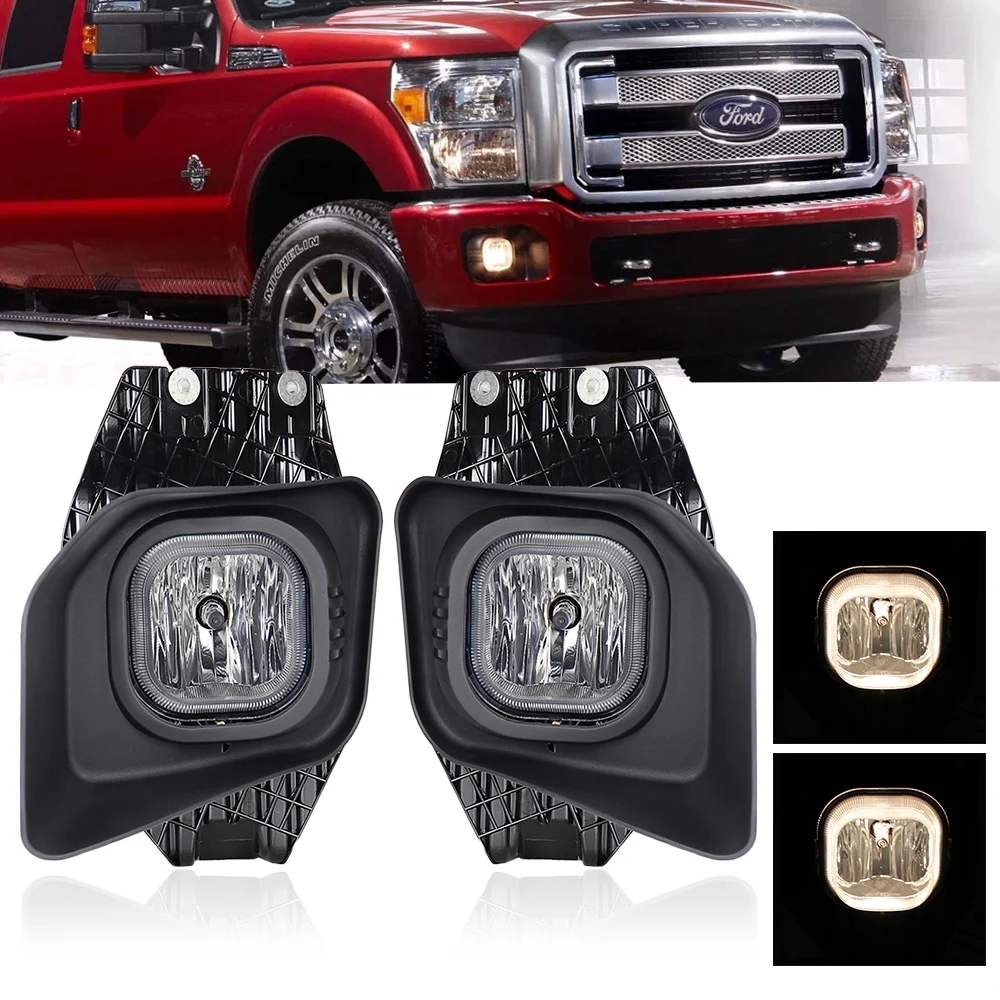 Aukma Fit For F-ord F250 F350 F450 2011-2016 Super Duty Fog Light Driving Lamp with Bezels Brackets