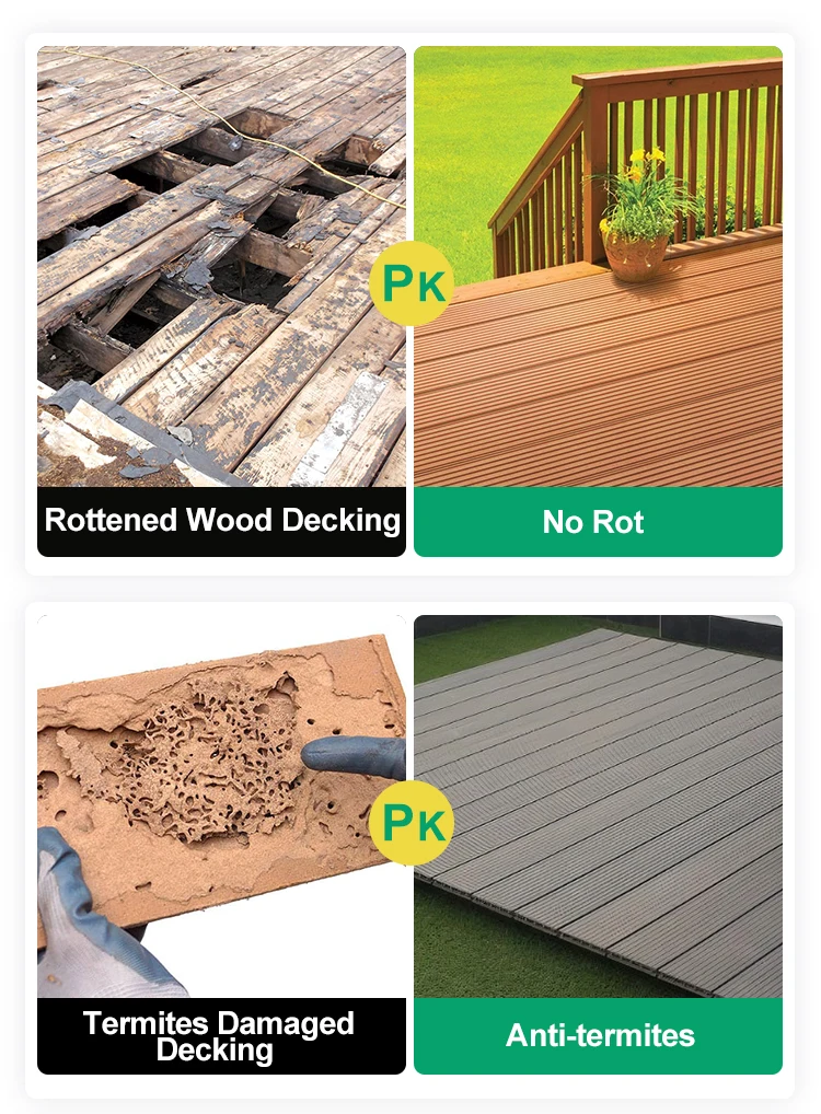 Waterproof Recycled Wpc 3d Deep Embossing Outdoor Balcony Decking