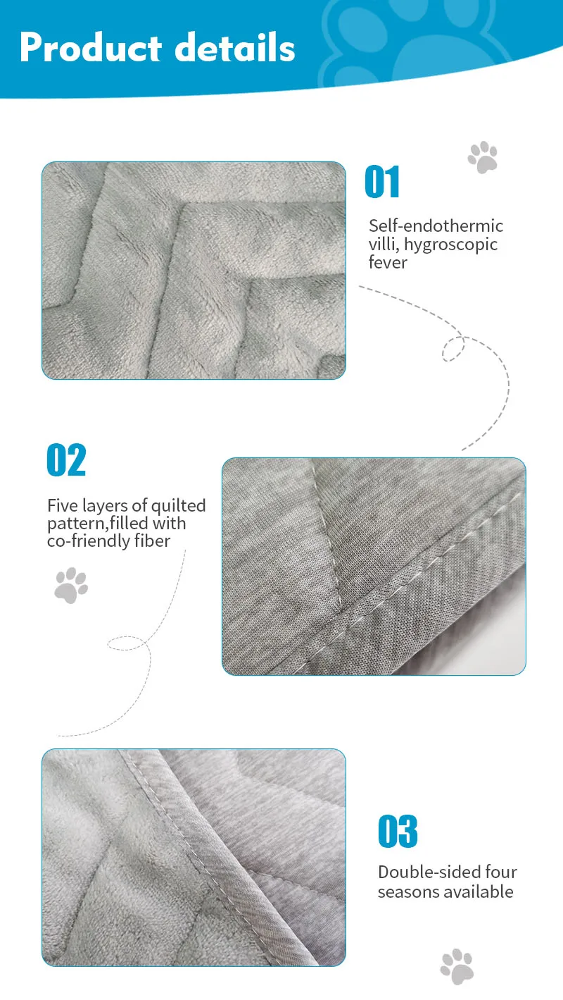 Wholesale ultra soft comfortable cooling machine washable grey quilted Pet blankets dog bed manufacture