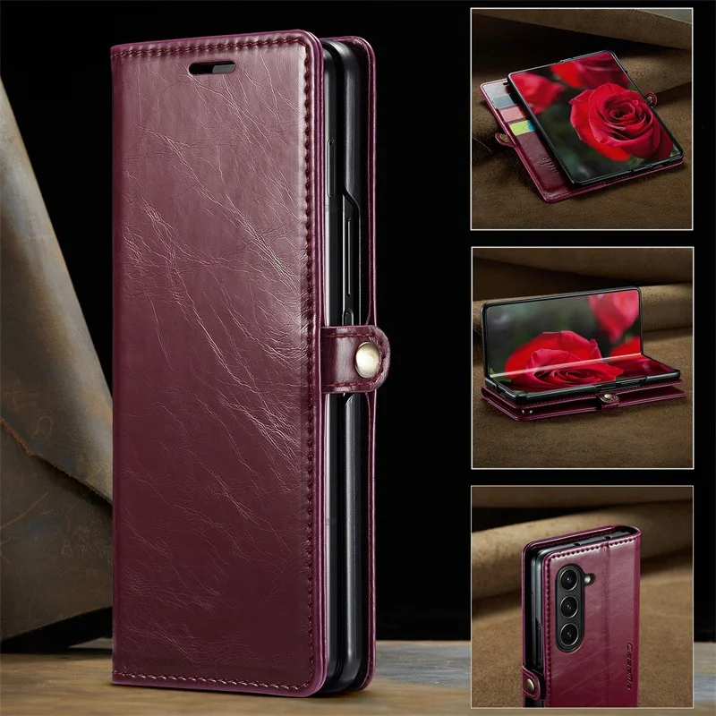 Folding Flip Cover and Card Slot Chic Luxurious Vintage Style For Samsung Galaxy Z Fold 3 4 5 6 Luxury Fashion Case Ultra details