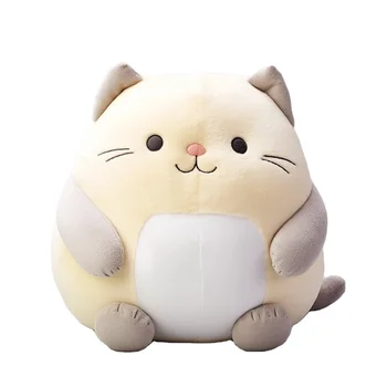 Custom creative design cute soft cat animal plush toy throw pillow cushion elastic super soft
