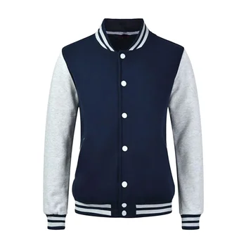 Large Size Men's Baseball Jacket Custom logo Solid Color Wholesale Blank Coating University Team Jacket