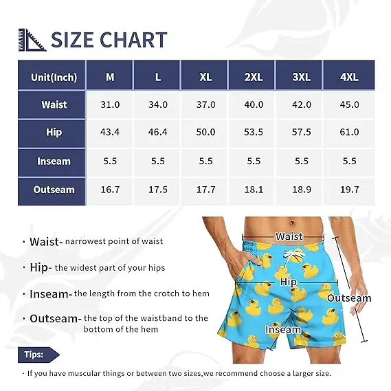 Mens Swim Shorts Trunks With Compression Liner 5 Inseam Quick Dry ...