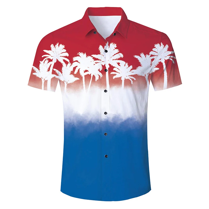 Hawaiian Printing Short Sleeve Newest Design Fashion Hot Sale Short Sleeve Newspaper Pattern Casual Shirt for Men