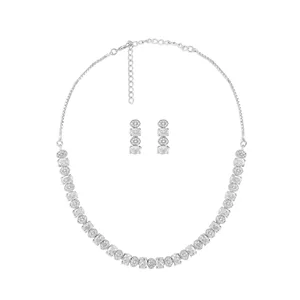 Indian Export Quality Classic Style Fashion Jewelry Sets Rhodium Plated for Anniversary Engagement Party Wedding Occasions