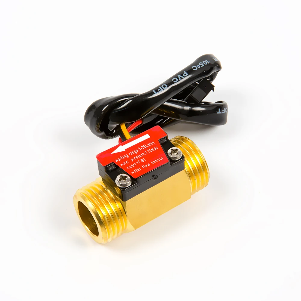 Yfb1 Copper G1/2" Dn15 Thread Hall Effect Water Liquid Flow Sensor Flow Meter Flowmeter 1 25l