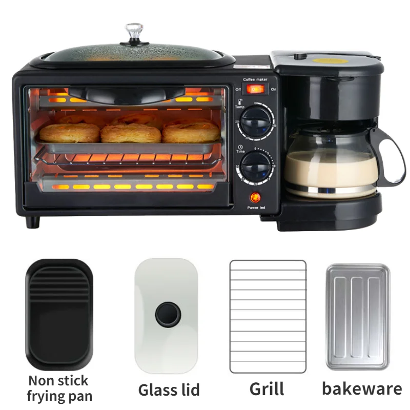 Support OEM Automatic Multifunction Household 3in One Oven Multifunction 9L 3 in 1 Breakfast Maker
