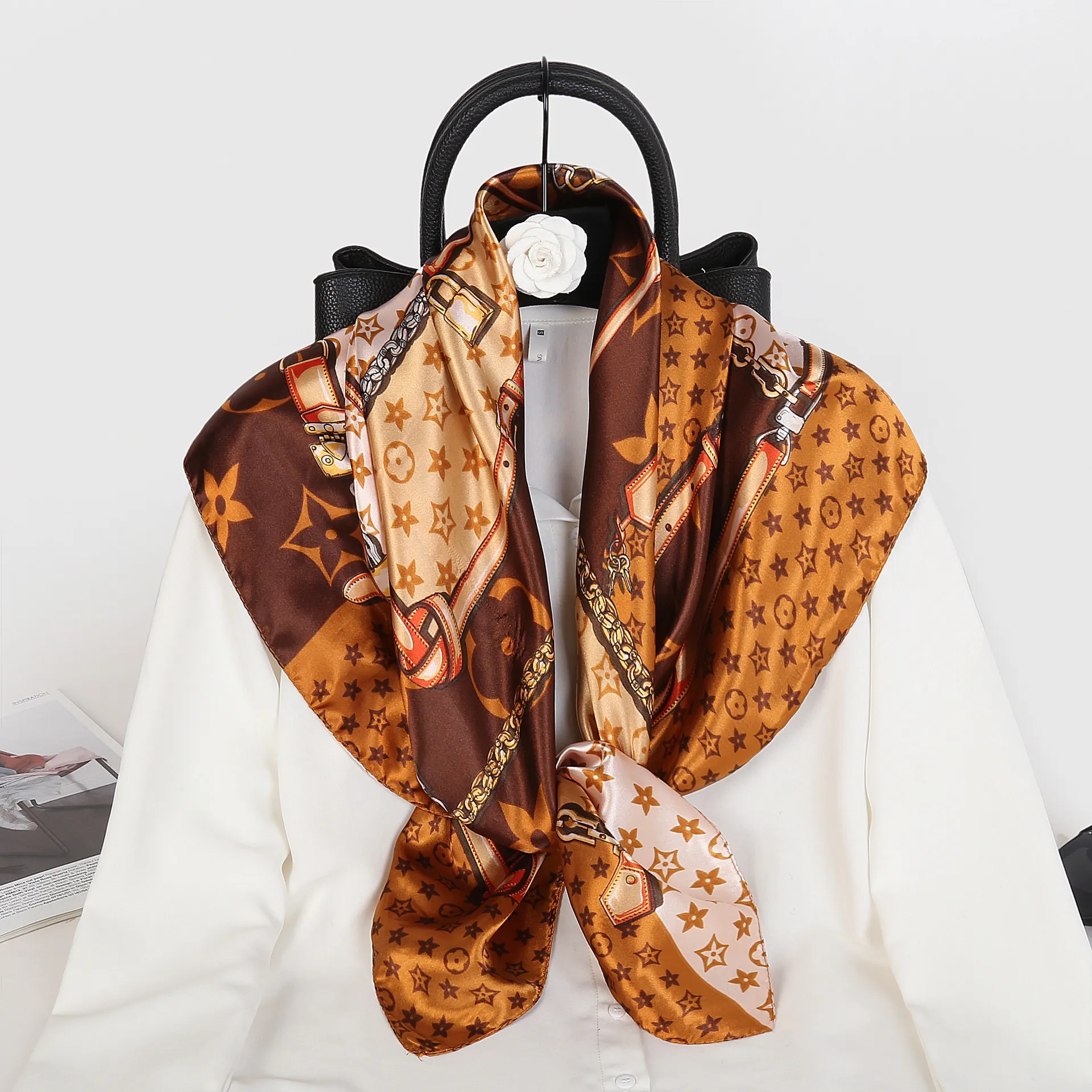 Custom Brand Design Hijab Bandana Digital Print 100% Silk