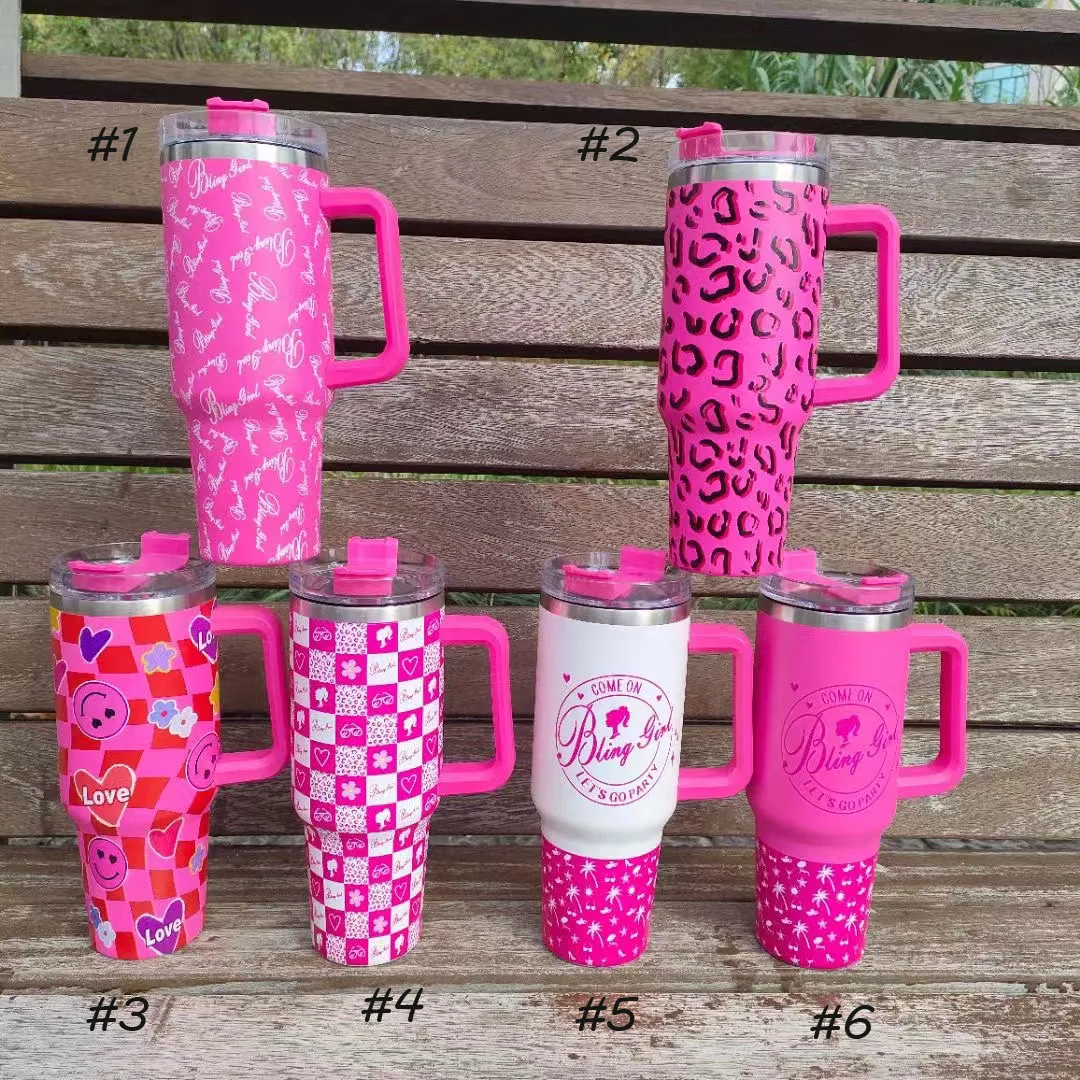 Wholesale 40oz Hot Pink Leopard Print Valentine's Day Tumblers Love 