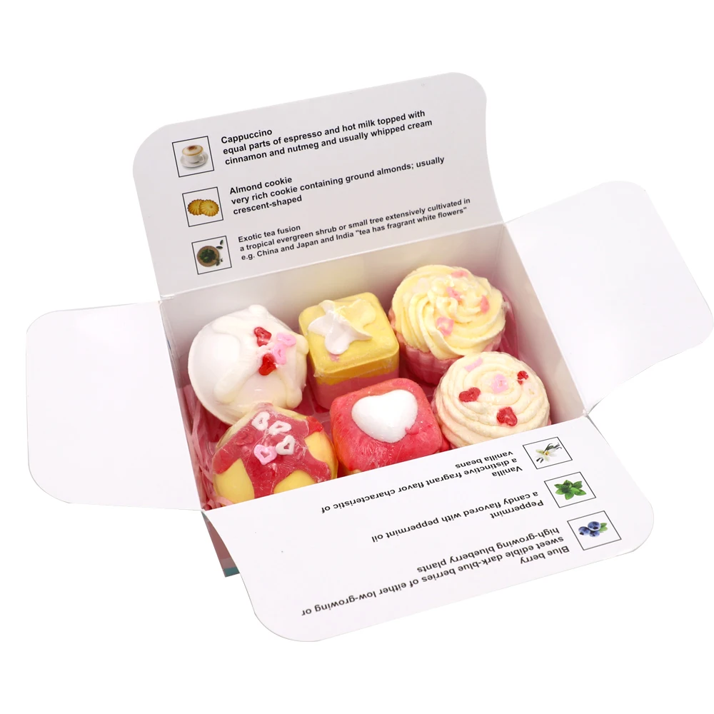 Free Sample Handmade Organic Shea Butter Vegan Box Mold Bath Melts Truffles Cupcake Natural Fizzy Bubble Bath Bombs Gift Set
