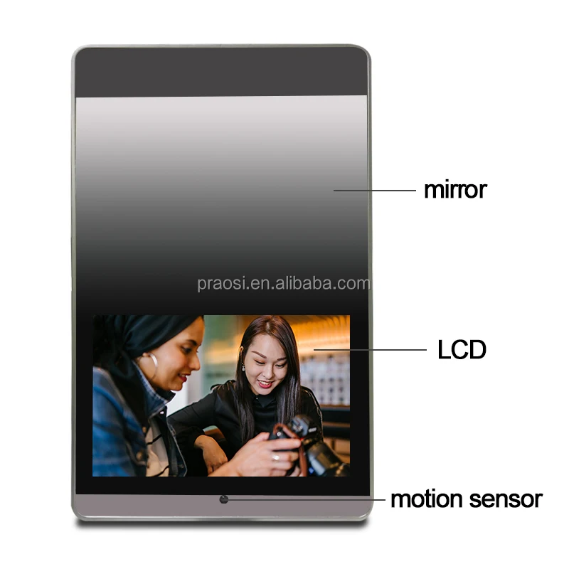 Smart  Interactive Magic Mirror Tv Lcd Display Screen Advertising Mirror with Builti in Motion Sensor Digital Photo Frame