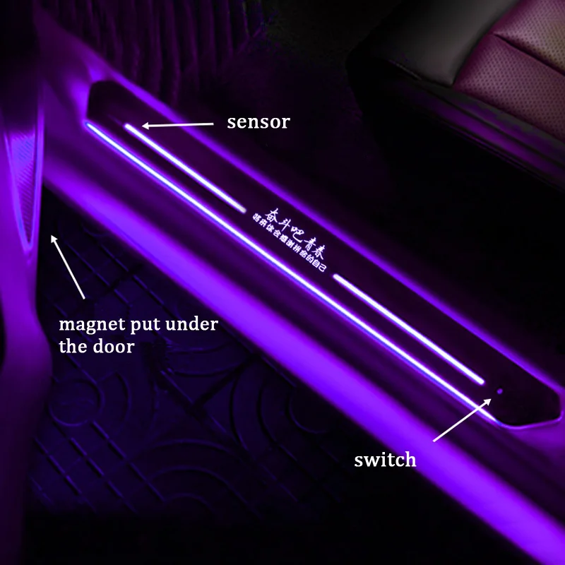 12V USB Power Moving LED Welcome Pedal for Ford Audi BMW Mustang Multicolor Car Scuff Plate Threshold Door Sill Pathway Light