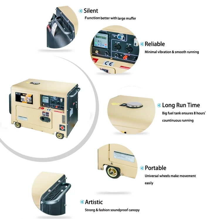 Factory Cheap Price Silent Portable Diesel Generators 10kw For Sale