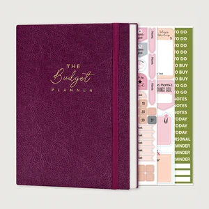 Wholesale Custom logo A5 PU Leather Notebook Paper Pocket Sticker Journal Bill Tracker Money Saving Diary Weekly Budget Planner