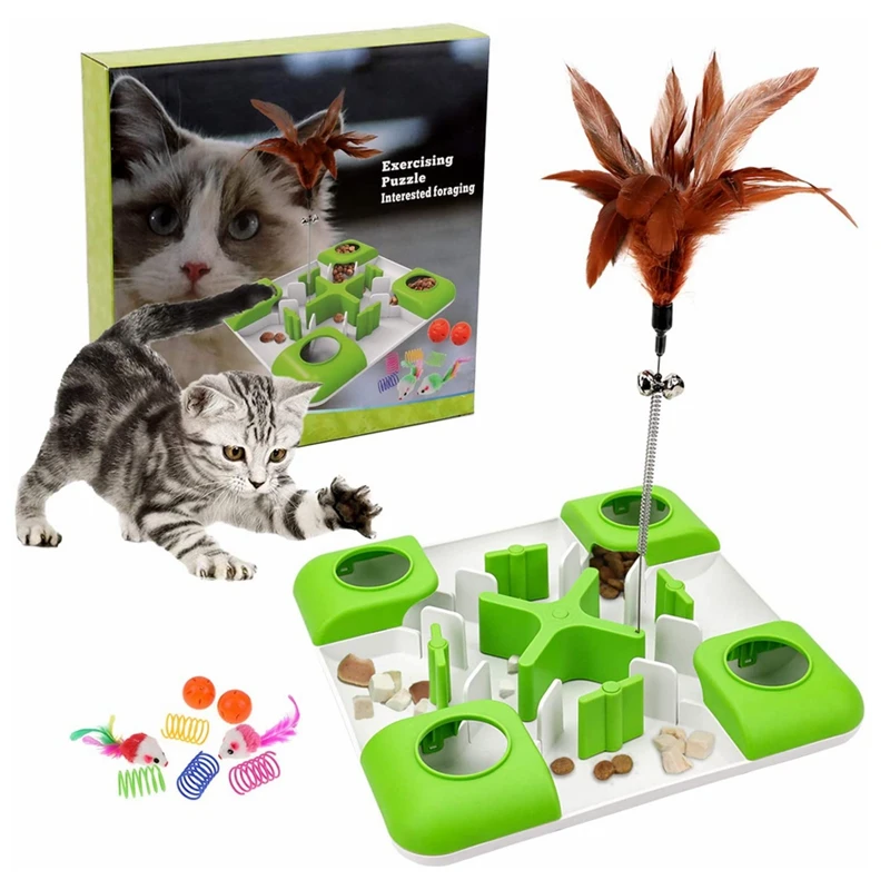 New cat Toys Relieve Boredom Slow Gnawing Toy Maze Foraging Dog Toy Spring Feather Stick cat Toy details