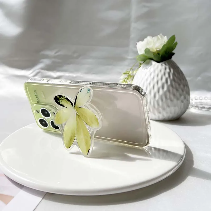 Популярная акриловая телефонная розетка Griptok, складной держатель для мобильного телефона для извлечения, подставка с изображением растений и листьев, розетка для телефона на заказ