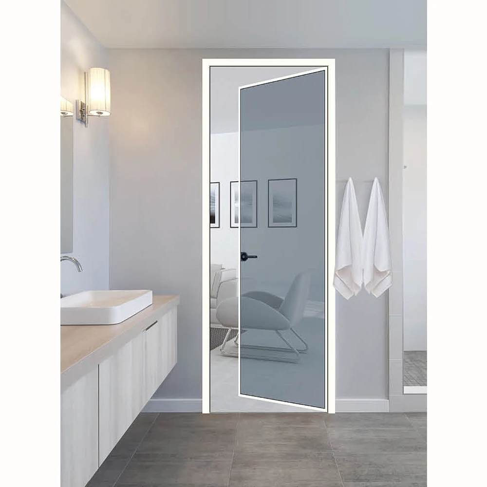 Customized Modern Styles Home Exterior Aluminum Double Swing  Main Entrance Single Exterior French Casement Doors With Grills