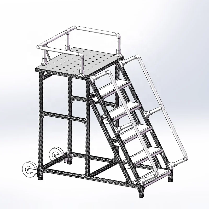 Delta Deck Low Level Platform Mobile Industrial Aluminum Work Platform Bridging Steps Ladder for Construction China Supplier