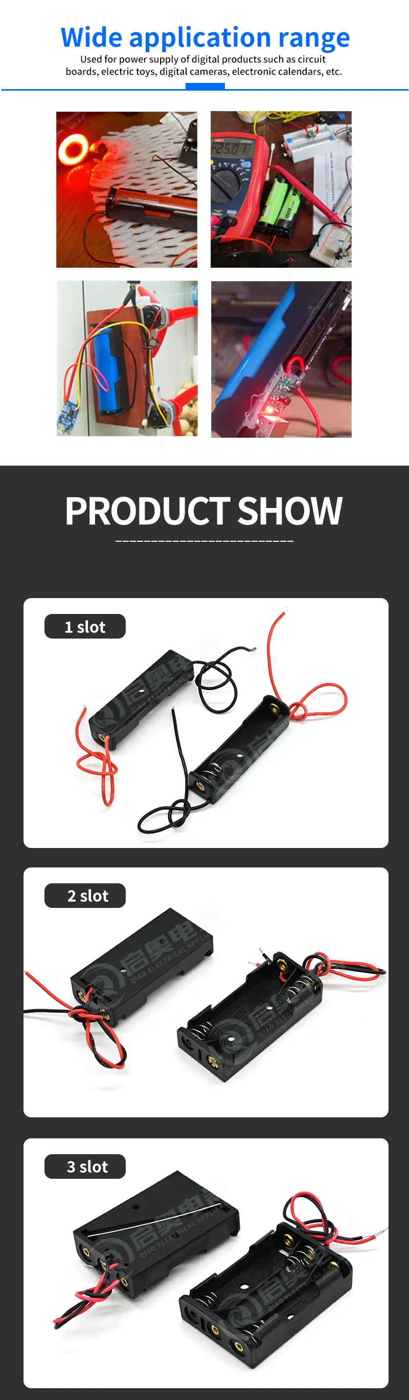 Aaa Battery Holder Without Cover Without Switch,Battery Box With Lead