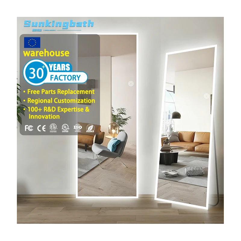 Rectangle Shape LED Full Body Mirror Makeup Floor Mirror Large Size Creative Bathroom Led Full-length Mirror