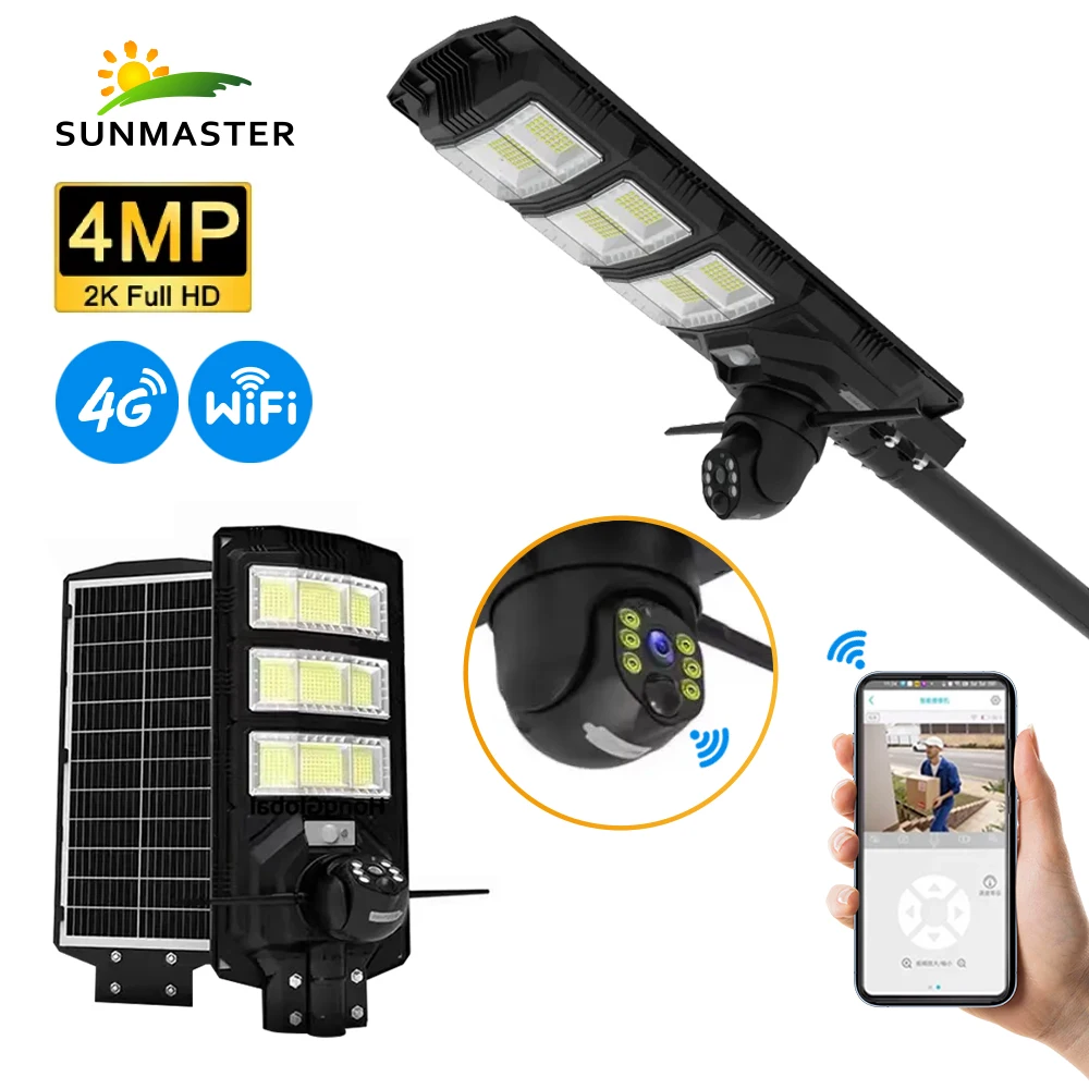 Street Solar Light Camera Wifi Lampara Solar Tipo Farola Parque With