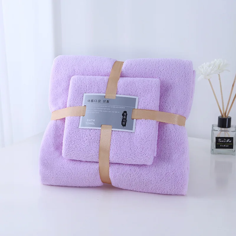 Xiaoao High Quality Bath Towel Sets Gift Thick Coral Fleece Soft