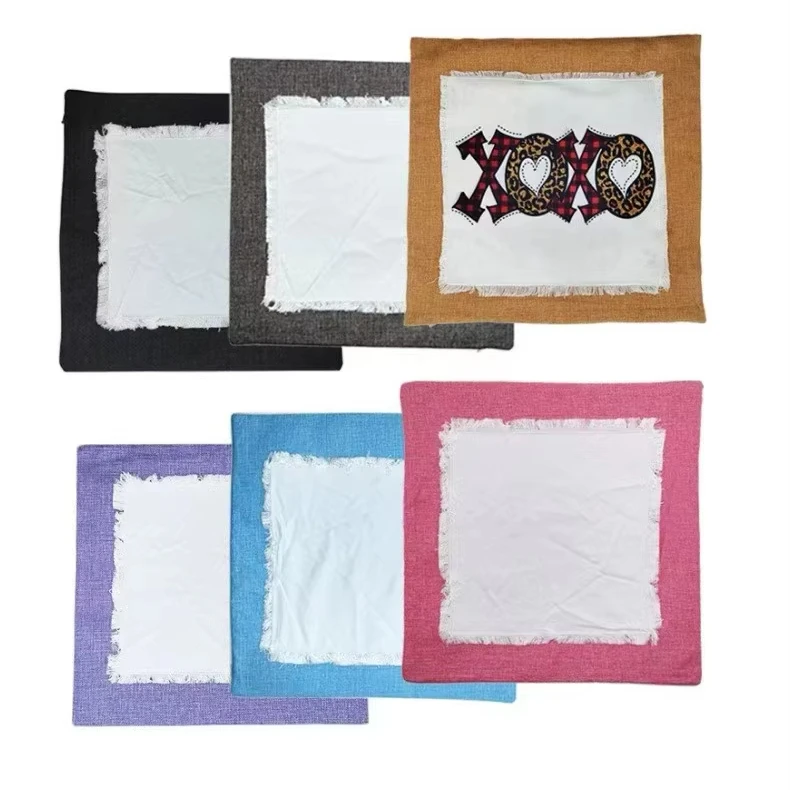 Custom Linen Patch Pillow Cases Cushion Cases Sublimation Blanks Pillow Case