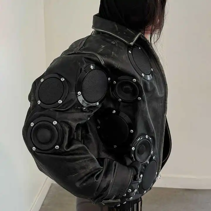 Men's Winter Racing Motorbike Bomber Leather Jacket Salati Designer Acid Wash Zipper Cropped Wax Hip Hop Streetwear Jacket gallery 2