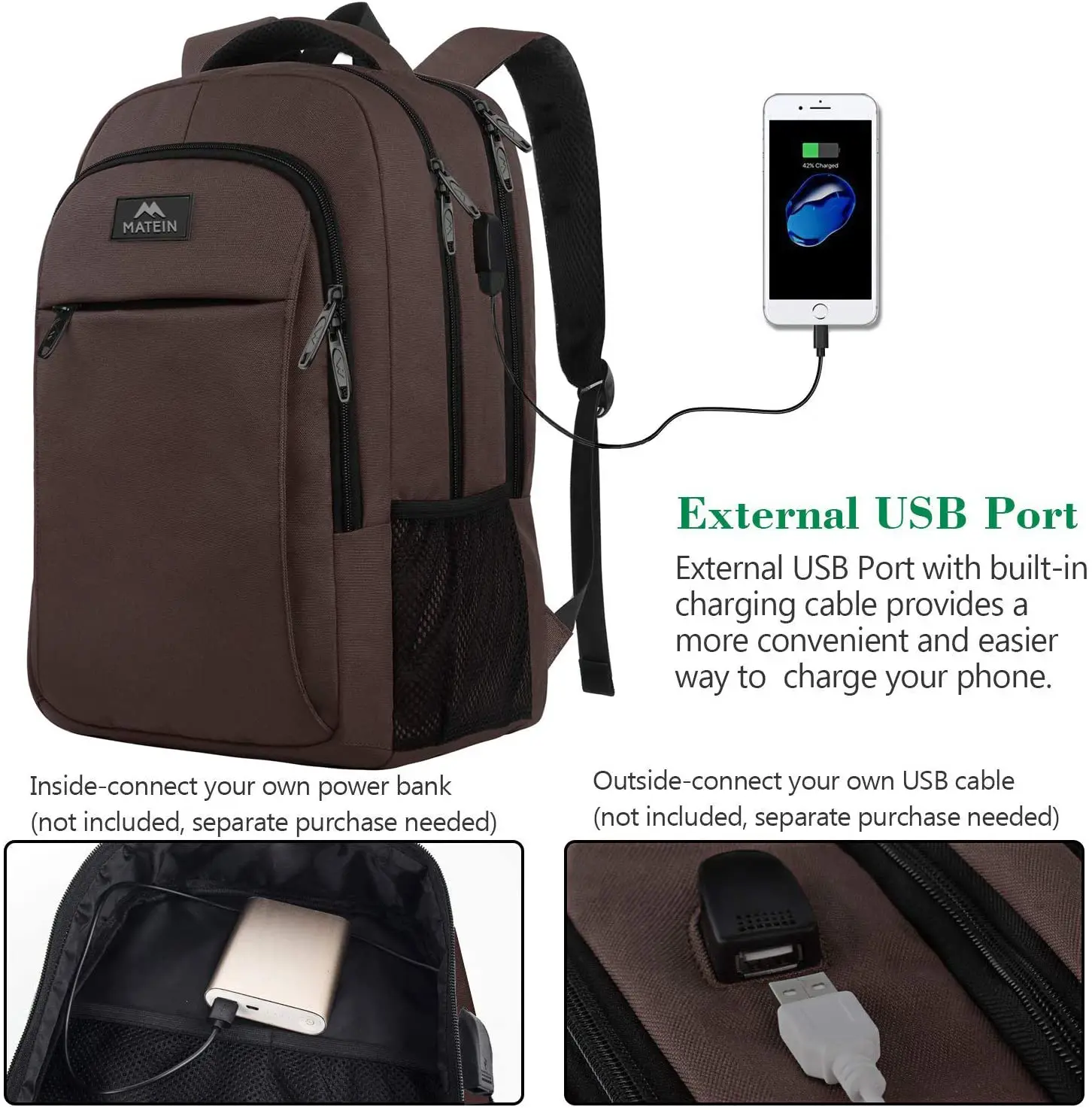 Large Capacity Waterproof Men's Laptop Backpack With Usb Anti-theft