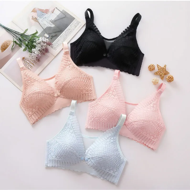 Large Breasts Seamless Front Buckle Breastfeeding Bra Mesh Plus Size ...