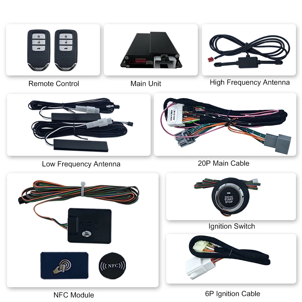 Remote Starter Engine Start Stop System PKE Push Start Button Plug and Play Ignition Wire Harness for Honda Civic Year 12-15