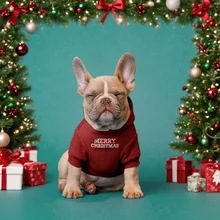 Wholesale Christmas Elements Soft Warm Dog Hoodies Fleece Lined Pullover Dog Sweatshirt