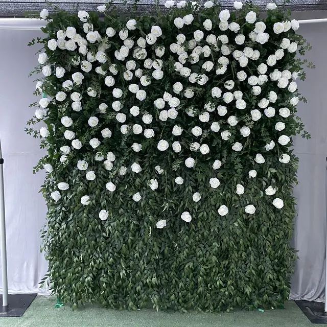 MIYI Hot Artificial Green 5D Flower Wall Backdrop Event Stage Party Birthday Wedding Decorations Decor