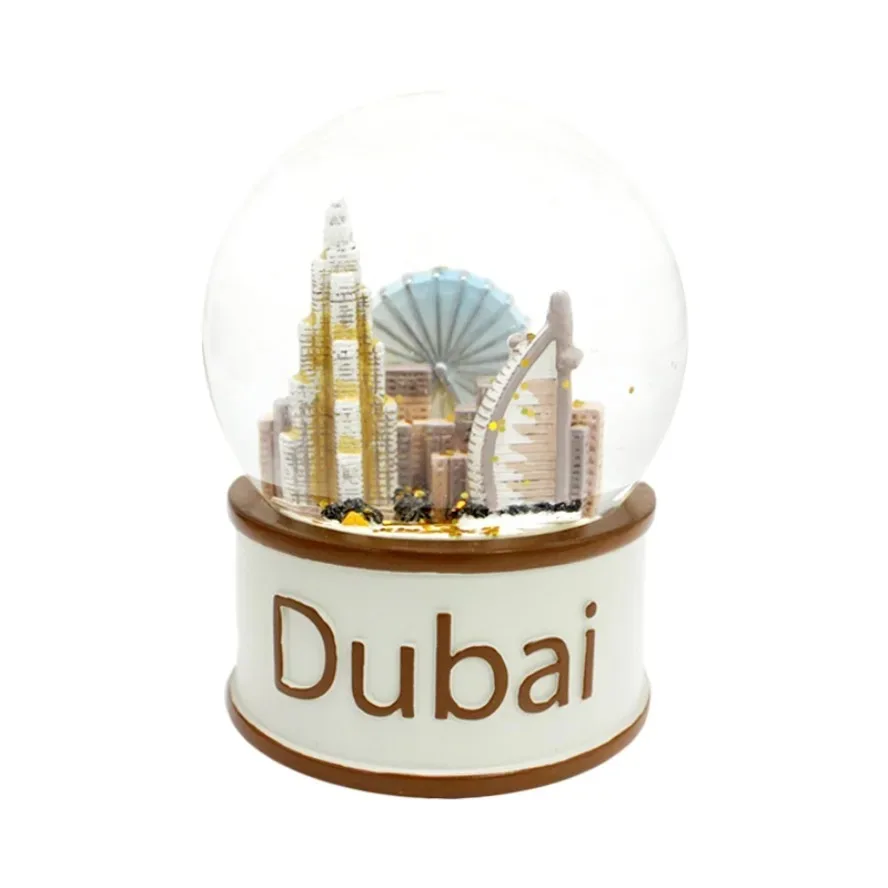 Customized Resin Craft Building Snow Ball Dubai Snowglobe Custom City Snow Globe